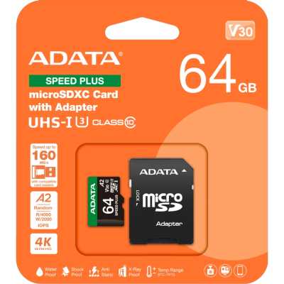 карта памяти ADATA 64GB UD64GUI3V30A2SP-RA1