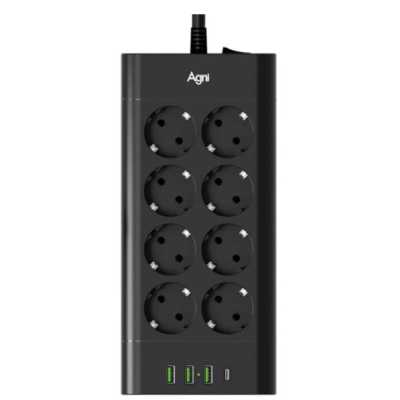 сетевой фильтр AGNI TP-FA4U8E-C-2m-black черный