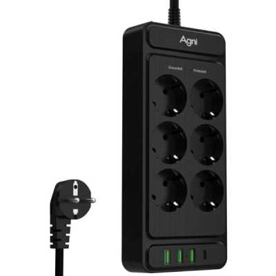 сетевой фильтр AGNI TP-FS4U6E-C-2m-black черный