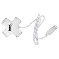 разветвитель USB Buro BU-HUB4-0.5-U2.0-СROSS белый