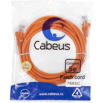 патч-корд Cabeus PC-UTP-RJ45-Cat.5e-3m-OR-LSZH