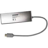разветвитель USB Digma HUB-4U3.0-UC-S серебристый