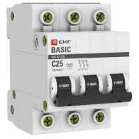 автоматический выключатель EKF ВА 47-29 3P (C) 4.5kA 25 А mcb4729-3-25C