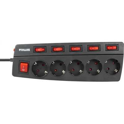 сетевой фильтр Filum FL-SPL5-1.8M-BL черный