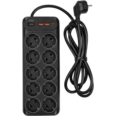 сетевой фильтр PowerCom SP-10 USB2A1CB 3.0M черный